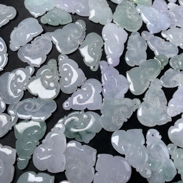 2 pcs / 5 pcs cloud ruyi shape genuine natural jadeite charm, jade bead - Image 4