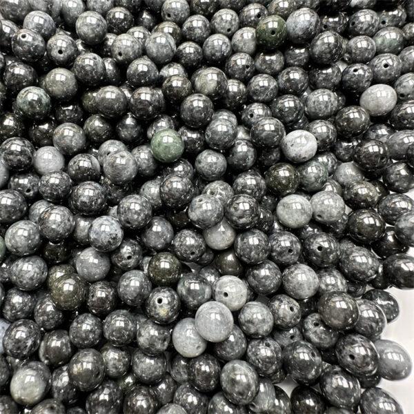 20 pcs / 50 pcs 10mm round shape genuine natural flecking gray jadeite bead, jade bead - Image 5