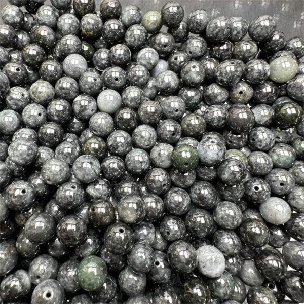 20 pcs / 50 pcs 10mm round shape genuine natural flecking gray jadeite bead, jade bead - Image 6