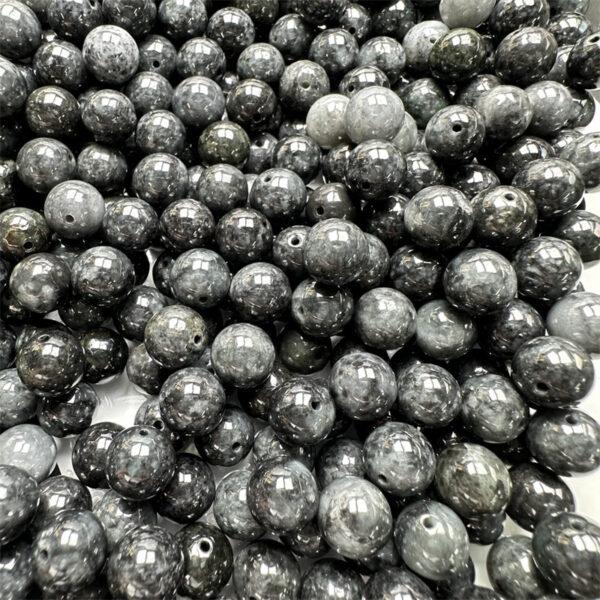 20 pcs / 50 pcs 10mm round shape genuine natural flecking gray jadeite bead, jade bead - Image 8