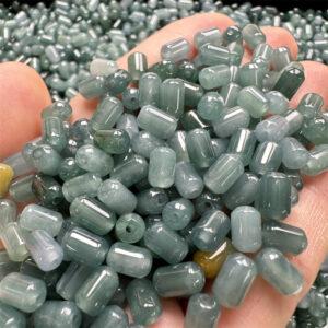 50 pcs / 100 pcs tube shape genuine natural icy blue jadeite bead, jade bead