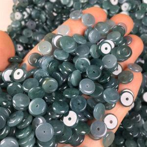 20 pcs / 50 pcs rondelle shape genuine natural icy blue jadeite bead, jade bead