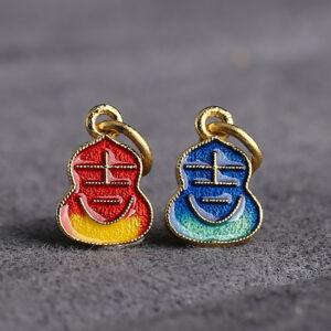 5 pcs / 10 pcs red and blue enamel 吉 pattern gourd shape s925 sterling silver charm