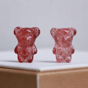 2 pcs / 5 pcs cute bear shape natural strawberry quartz bead