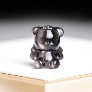 2 pcs / 5 pcs cute Angel Bear shape natural silver obsidian bead