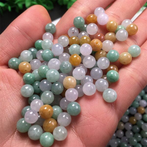 10 pcs / 20 pcs round shape genuine natural icy colorful jadeite bead, jade bead - Image 2