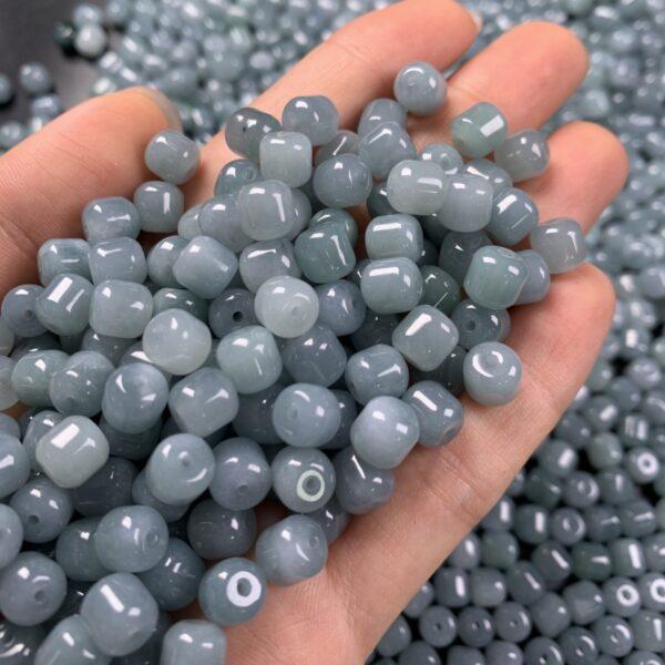 20 pcs / 50 pcs drum shape genuine natural blue jadeite bead, jade bead - Image 2