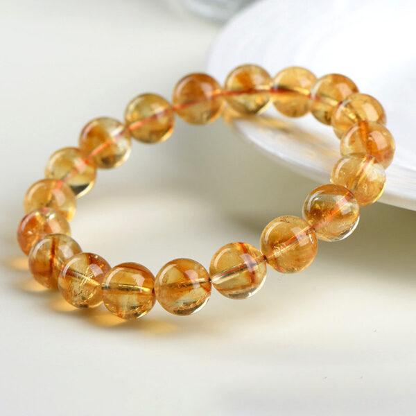 6mm - 12mm round shape 7A orange yellow natural Brazilian citrine beaded bracelet - Image 4