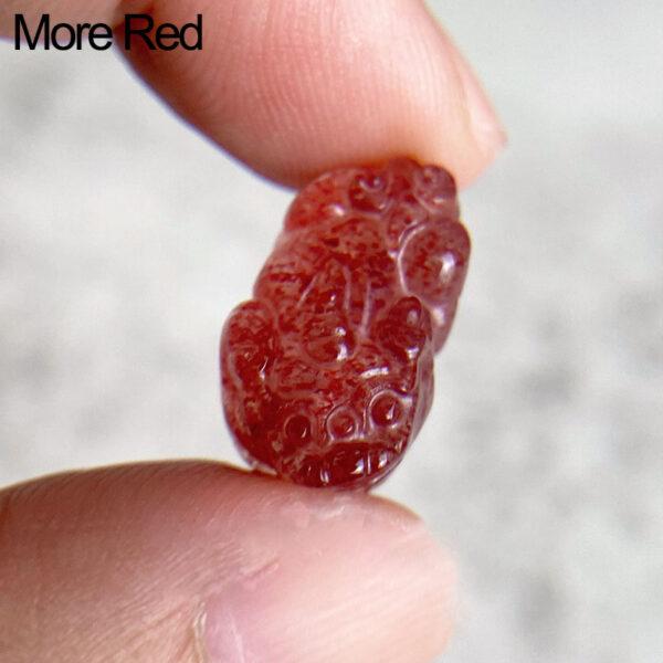 5 pcs / 10 pcs pixiu shape natural strawberry quartz bead - Image 4