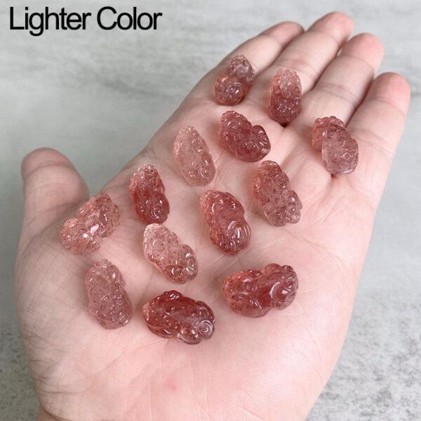 5 pcs / 10 pcs pixiu shape natural strawberry quartz bead - Image 5