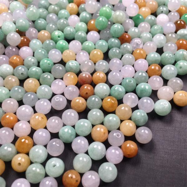10 pcs / 20 pcs round shape genuine natural icy colorful jadeite bead, jade bead - Image 9