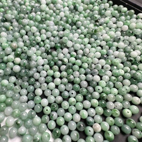 100 pcs round shape genuine natural green flower texture jadeite bead, jade bead - Image 9