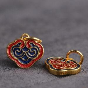 gild sterling silver charm, enamel bead with flower pattern