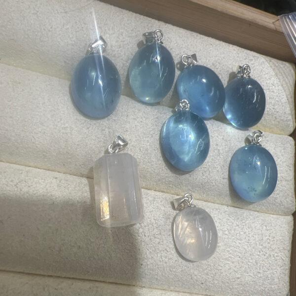 simple oval natural aquamarine stone charm - Image 5