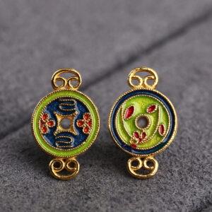 5 pcs / 10 pcs blue enamel flowers pattern round shape s925 sterling silver connector bead