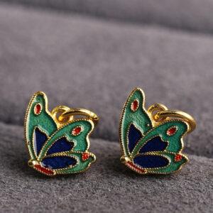 green enamel butterfly shape s925 sterling silver charm