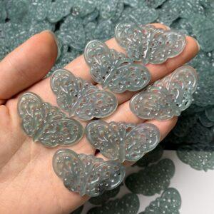 1 pc / 2 pcs nice hollow butterfly shape genuine natural icy blue jadeite charm, jade charm