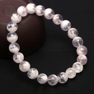 7mm - 10mm round shape 7A natural white phantom quartz beaded bracelet