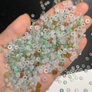 20 pc / 50 pcs rondelle shape genuine natural icy colorful jadeite bead, jade bead