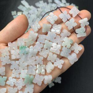 20 pc / 50 pcs Four Leaf Clover shape genuine natural jadeite bead, jade bead