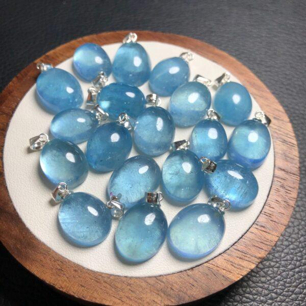 simple oval natural aquamarine stone charm - Image 2