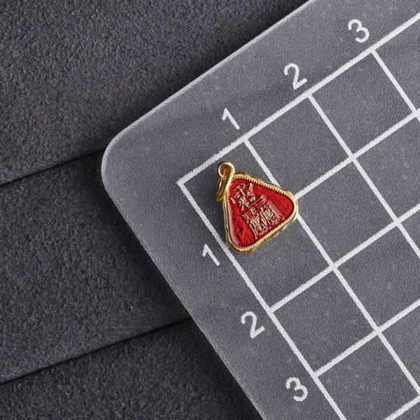 5 pcs / 10 pcs red enamel Taoist Runes pattern triangle shape s925 sterling silver charm - Image 2