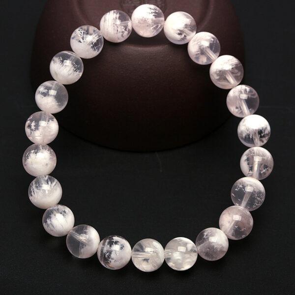 7mm - 10mm round shape 7A natural white phantom quartz beaded bracelet - Image 2