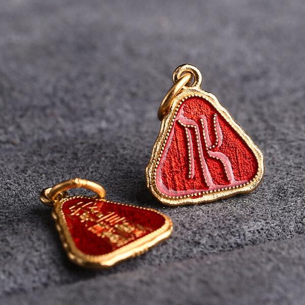 5 pcs / 10 pcs red enamel Taoist Runes pattern triangle shape s925 sterling silver charm - Image 3