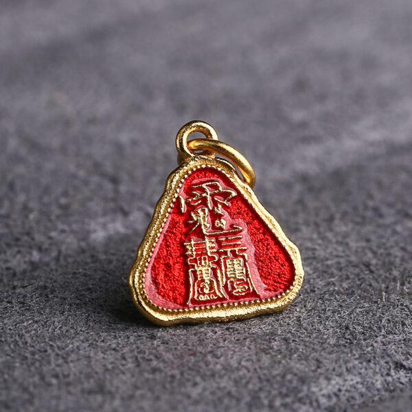 5 pcs / 10 pcs red enamel Taoist Runes pattern triangle shape s925 sterling silver charm - Image 4