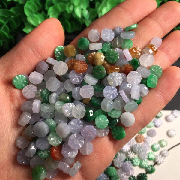 5 pc / 10 pcs flower shape genuine natural icy colorful jadeite bead, jade bead - Image 5