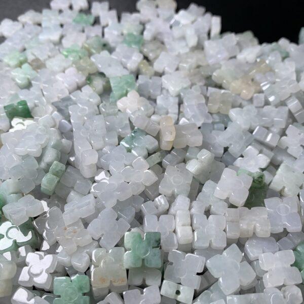 20 pc / 50 pcs Four Leaf Clover shape genuine natural jadeite bead, jade bead - Image 5