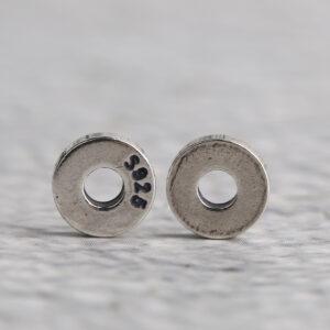 simple rondelle shape s925 sterling silver bead, oxidized silver bead