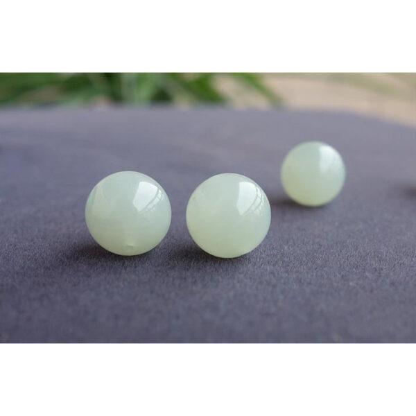 simple round shape natural light green nephrite jade bead - Image 10