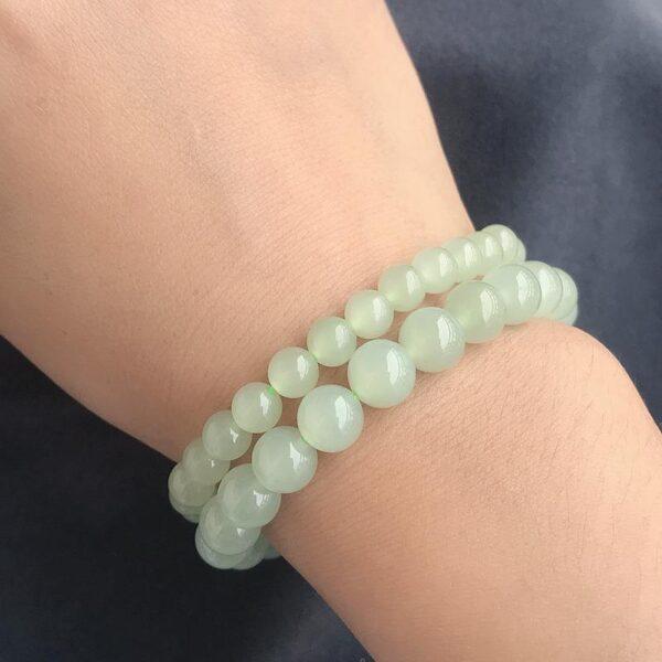 simple round shape natural light green nephrite jade bead - Image 3