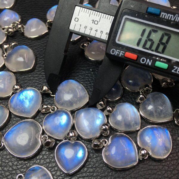 nice heart shape natural blue light moonstone charm - Image 3