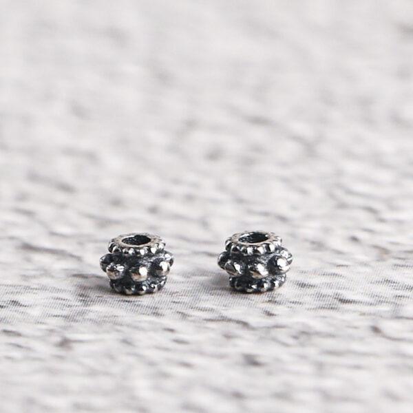 nice snowflake pattern rondelle shape s925 sterling silver bead, oxidized silver bead - Image 5