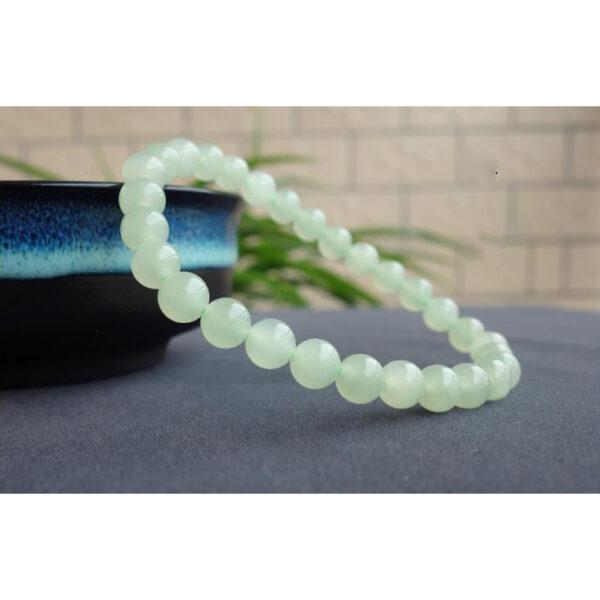 simple round shape natural light green nephrite jade bead - Image 5