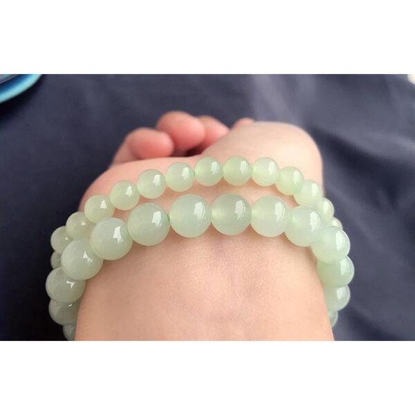 simple round shape natural light green nephrite jade bead - Image 7