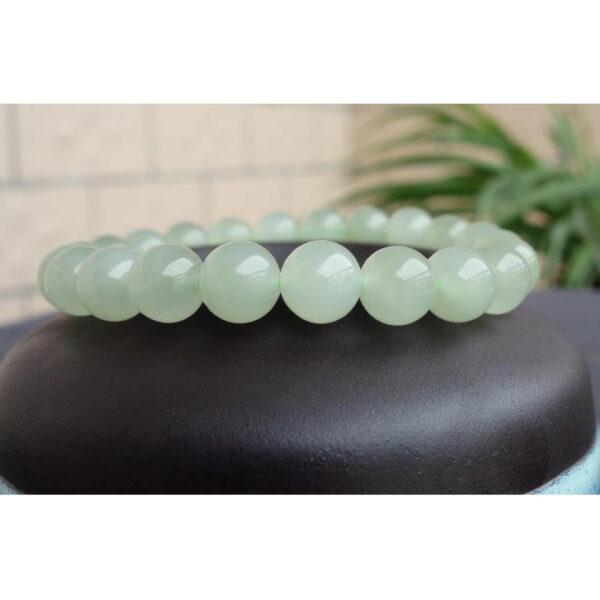 simple round shape natural light green nephrite jade bead - Image 8