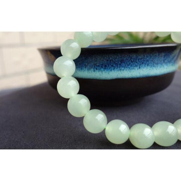 simple round shape natural light green nephrite jade bead - Image 9