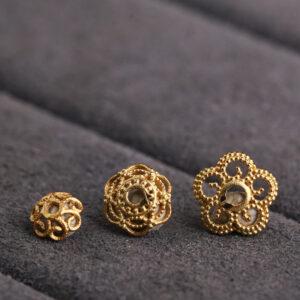 hollow flower shape gild s925 sterling silver bead caps, golden filigree bead