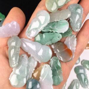 nice flat gourd shape genuine natural jadeite charm, jade charm bead