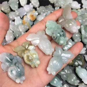 nice goldfish shape genuine natural jadeite charm, jade koi charm bead