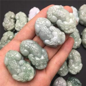 retro pixiu beast shape genuine natural jadeite charm, jade animal charm bead