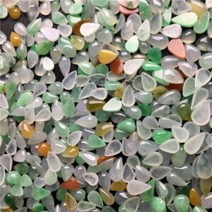 nice flat bottom droplet shape genuine natural icy colorful jadeite center stone bead, jade ring bead