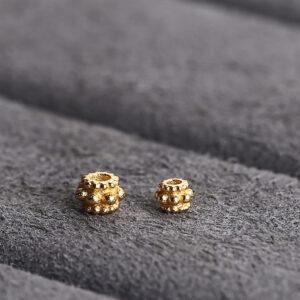small bumps pattern ring shape gild s925 sterling silver bead, golden ring bead