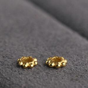 small bumps pattern ring shape gild s925 sterling silver bead, golden ring bead