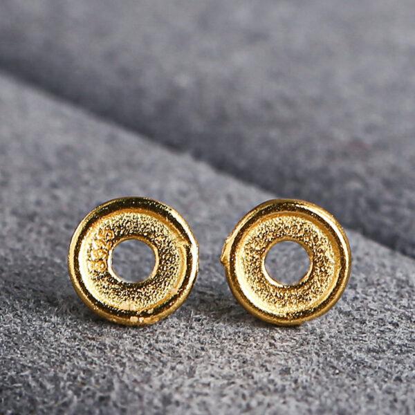 simple gasket shape gild s925 sterling silver bead, golden bead