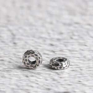 small pits pattern rondelle shape s925 sterling silver bead, oxidized silver bead
