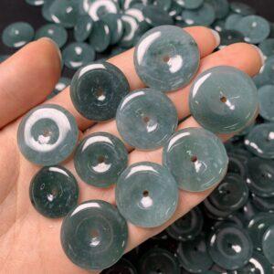 simple rondelle shape genuine natural icy blue jadeite bead, jade bead